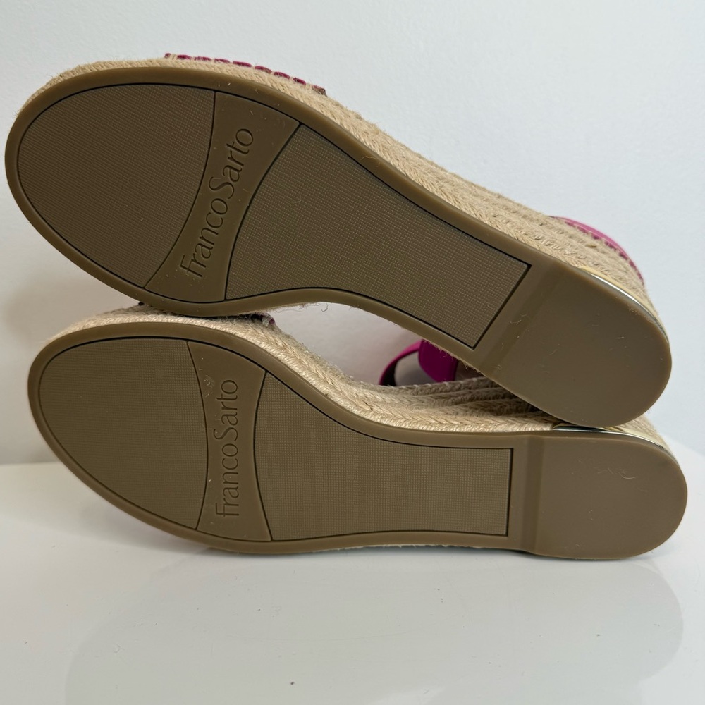 Franco Sarto Pink Leather Clemens Espadrille Wedge Sandal Women’s Size 9 - Picture 13 of 14